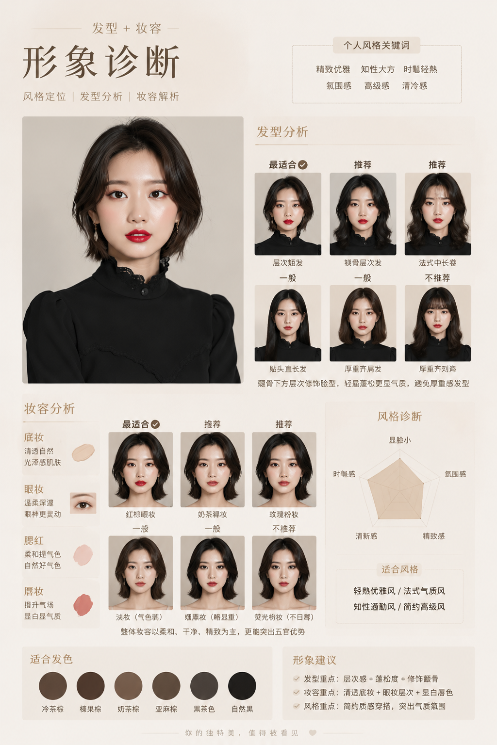 完整形象诊断与衣橱建议案例图